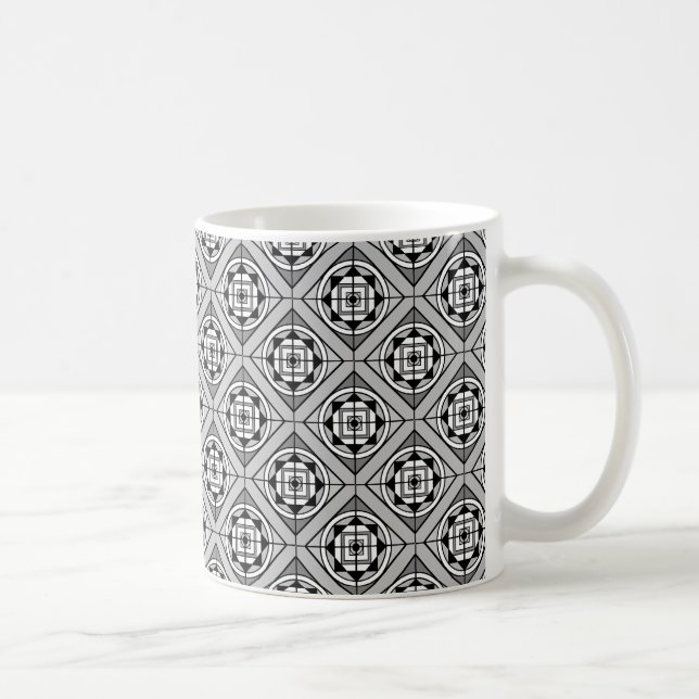 Bold Black & White Medalion Designer Coffee Mugg # (Höger)