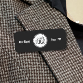 Bold Black & White Name & Logo Professional Namnbricka