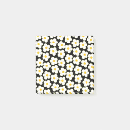 Bold Black & White Retro Flower Mönster Vår Post-it Block