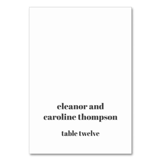 Bold Black White Retro Personligt bröllp-montering Bordsnummer (Framsidan)