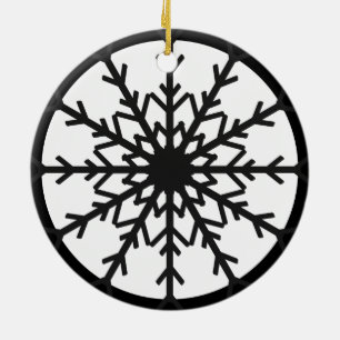 Bold Black & White Snowflake Helgdag Ornament