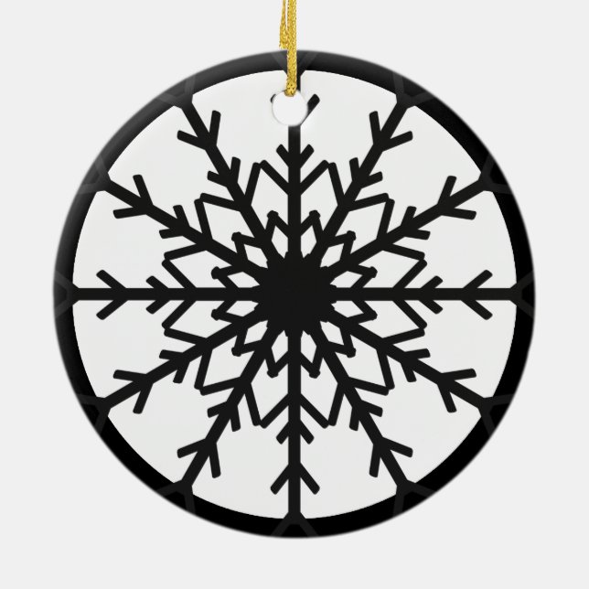 Bold Black & White Snowflake Helgdag Ornament (Baksidan)