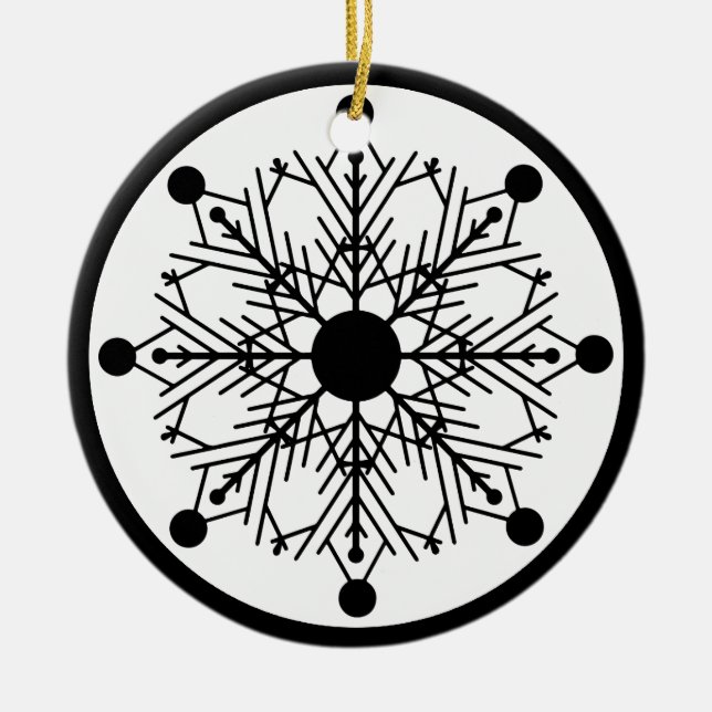 Bold Black & White Snowflake Helgdag Ornament (Framsidan)