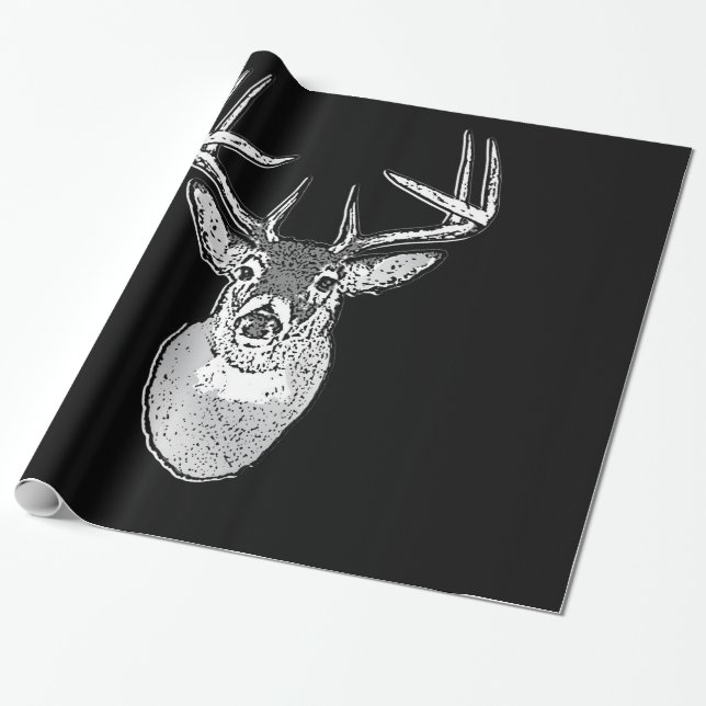 Bold Black White Svan Hjort Presentpapper (Utrullad)