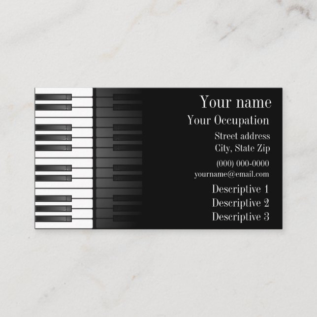 Bold Black White Tangentbord Design-Affärskort Visitkort (Framsida)