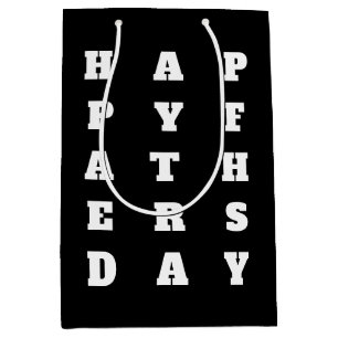 Bold Black White Typography Lycklig Fars dag