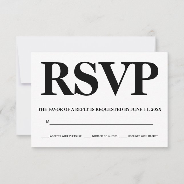 Bold black, white typography rand bröllop OSA Kort (Framsida)