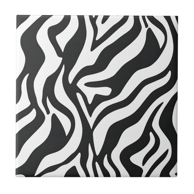Bold Black White Zebra Stripe Wild Animal Pattern Kakelplatta (Framsidan)