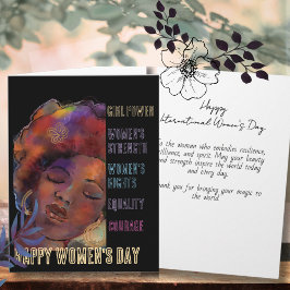 Bold Black Woman International Women's Day Card Helgkort