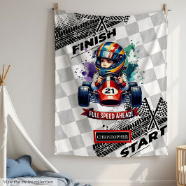 Bold Blanket Sport Car Driving Little Boy Fleecefilt