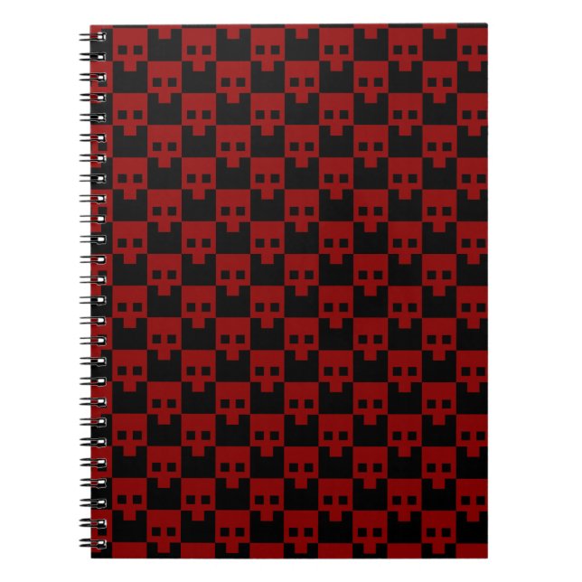 Bold Block Skull i Blod på svart Anteckningsbok (Framsidan)