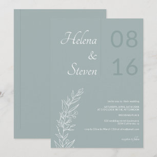 Bold blommigt boho namn chic dusty Blue bröllop Inbjudningar