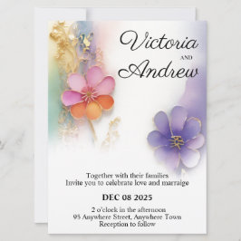 Bold Blommigt-bröllopsinbjudan