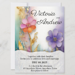 Bold Blommigt-bröllopsinbjudan
