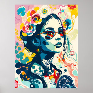 Bold Blommigt Queen - Vibrant Elegance Porträtt Poster