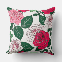 Bold Bloom Harmony - Contemporary Red & Rosa ros Kudde