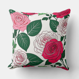 Bold Bloom Harmony - Contemporary Red & Rosa ros Kudde