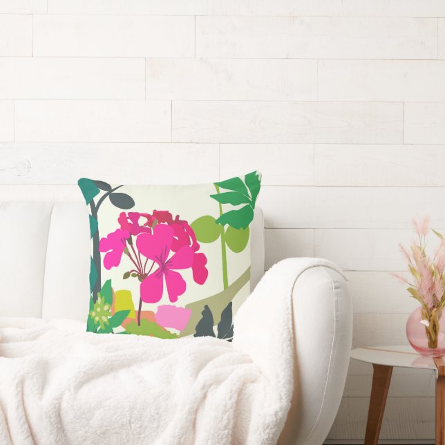 Bold Blooming Geraniums Florist Modern Kudde (Soffa)