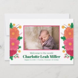 Bold Blooms Birth Notice Meddelande