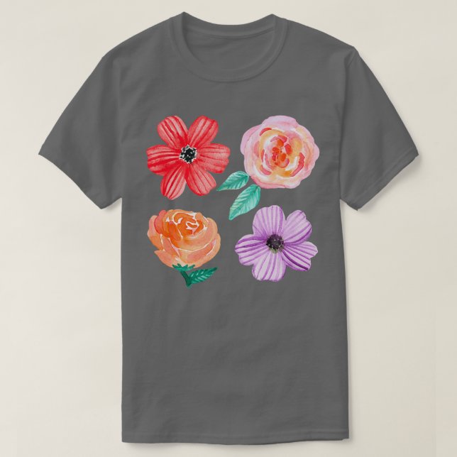 Bold Blooms på Beige T Shirt (Design framsida)