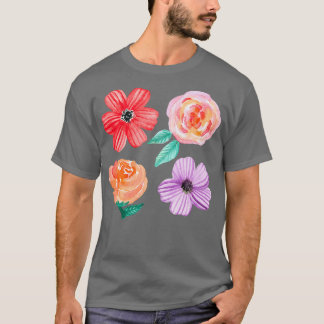 Bold Blooms på Beige T Shirt