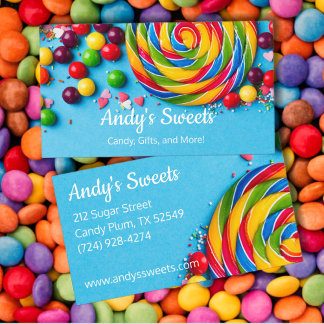 Bold Blue Colorful Sweets Candy Visitkort