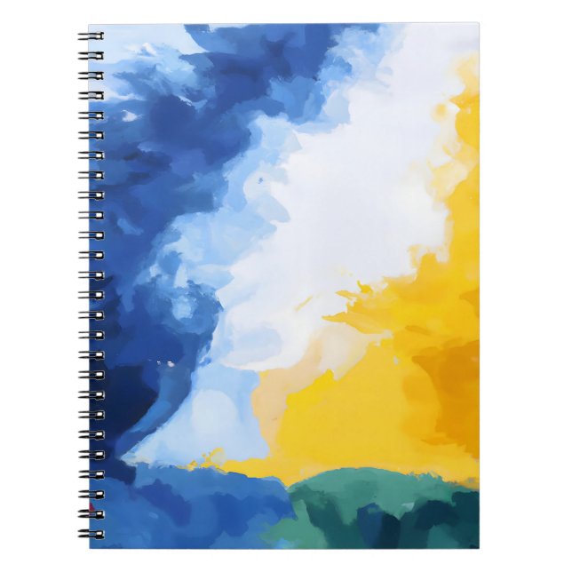 Bold Blue Gult Abstrakt Himmel bärbar dator Anteckningsbok (Framsidan)