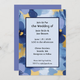 Bold blue gult-inbjudan för vilda blommor inbjudningar