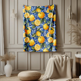 Bold Blue Italiano Positano Lemon Fleecefilt