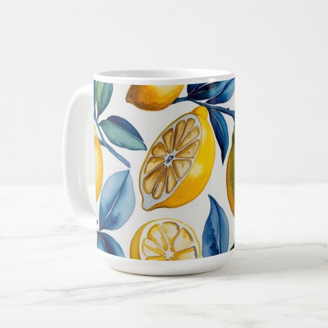 Bold Blue Italiano Positano Lemon Kaffemugg (Framsida vänster)
