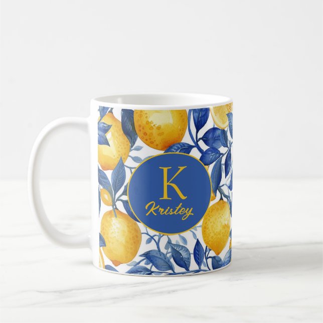 Bold Blue Italiano Positano Lemon Kaffemugg (Vänster)