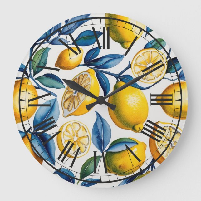 Bold Blue Italiano Positano Lemon Stor Klocka (Framsida)