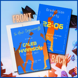 Bold Blue Modern Tech Studenten Inbjudningar