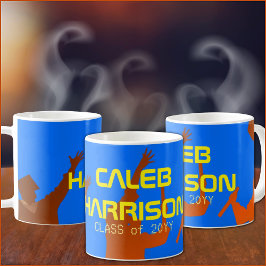 Bold Blue Modern Tech Studenten Kaffemugg