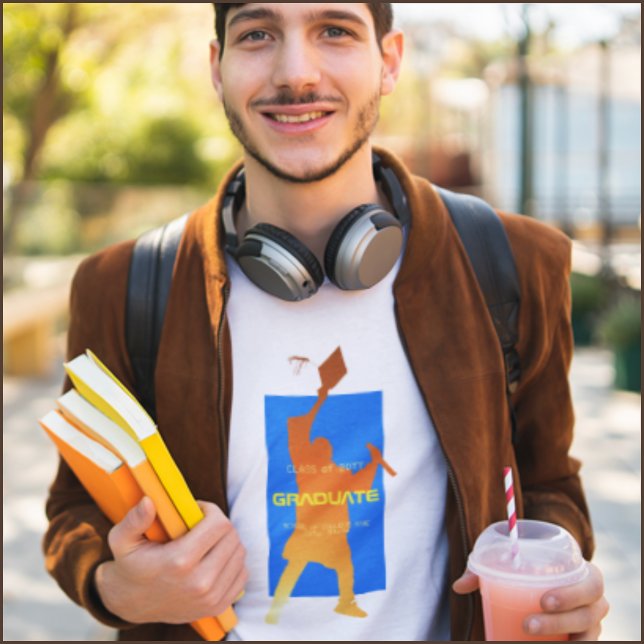 Bold Blue Modern Tech Studenten T Shirt (Skapare uppladdad)