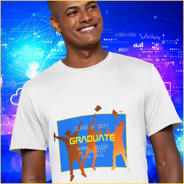 Bold Blue Modern Tech Studenten T Shirt (Skapare uppladdad)