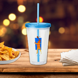 Bold Blue Modern Tech Studenten Take Away Mugg