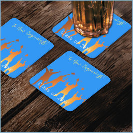 Bold Blue Modern Tech Studenten Underlägg Papper Kvadrat