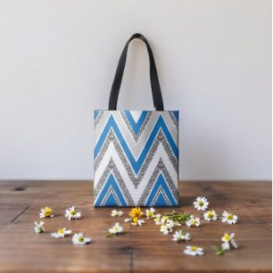 Bold Blue och Grått Chevron stil Mönster Tygkasse