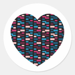 Bold Blue och Rosa City Stil Mönster Heart Runt Klistermärke