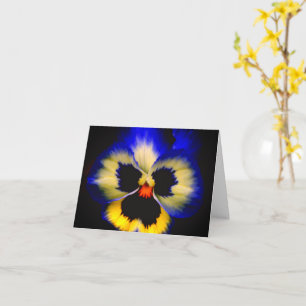 Bold Blue Pansy Flower Note Kort