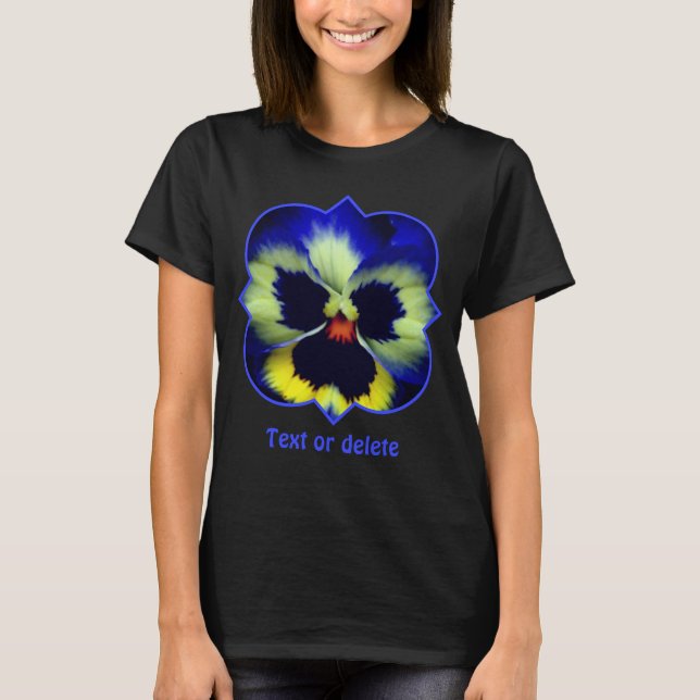 Bold Blue Pansy Flower Personalized T Shirt (Framsida)