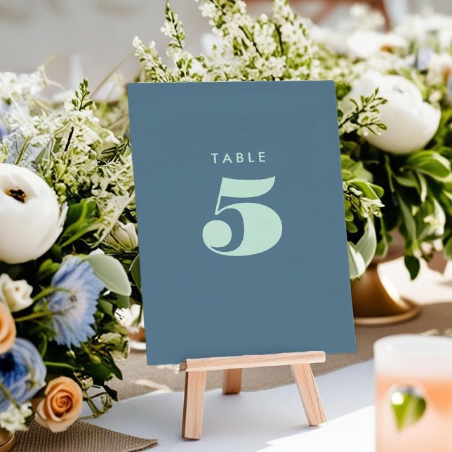 Bold Blue Typography-Bordsnummer (Bold Blue Typography Wedding Table Number Card)