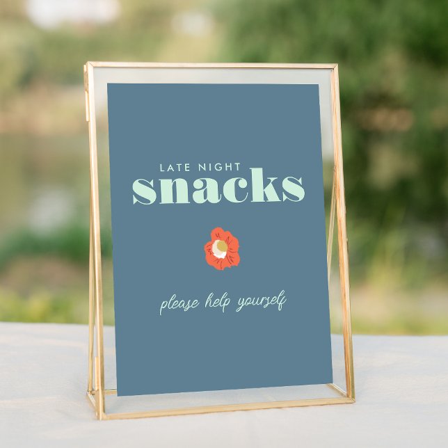 Bold Blue Typography Snack Pub Bröllop-tecken (Bold Blue Typography Snack Bar Wedding Sign)