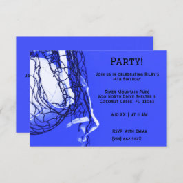 Bold Blue Volleyball Birthday Inbjudningar