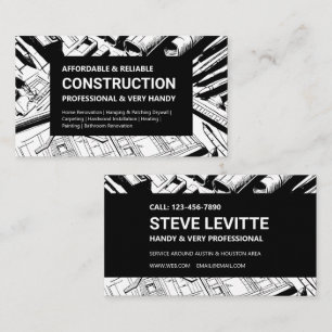 Bold Blueprint Construction Visitkort