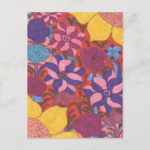 Bold Bohemian Blommigt Art Vykort