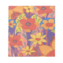 Bold Bohemian Orange Garden Print Anteckningsblock