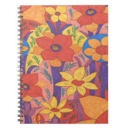 Bold Bohemian Orange Garden Print Anteckningsbok Med Spiral