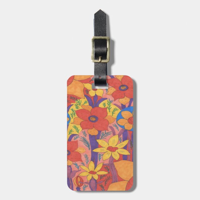 Bold Bohemian Orange Garden Print Bagagebricka (Vertikal Framsida)